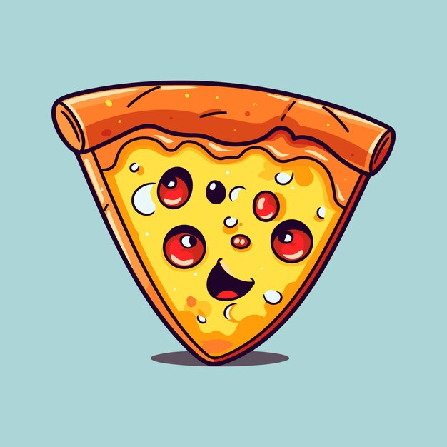 Vector cute slice pizza cartoon vector icon illustration