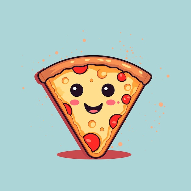 Cute slice pizza cartoon vector icon illustration