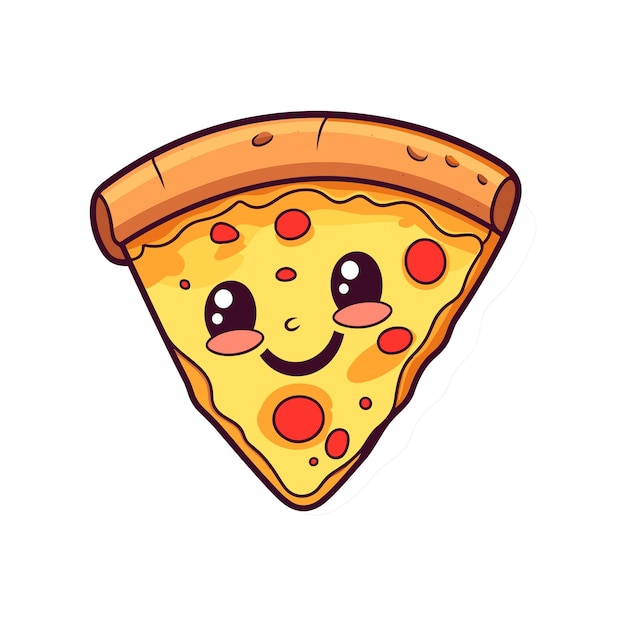 Cute slice pizza cartoon vector icon illustration