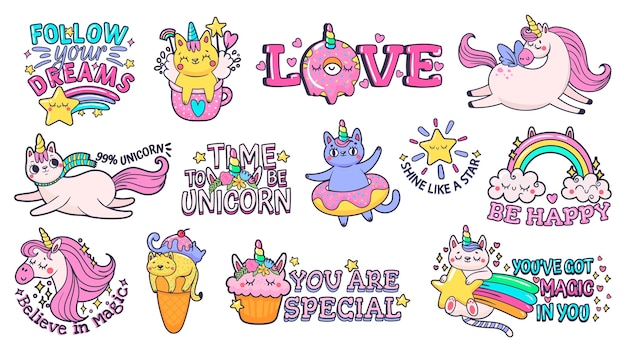 Vector cute slogan patches