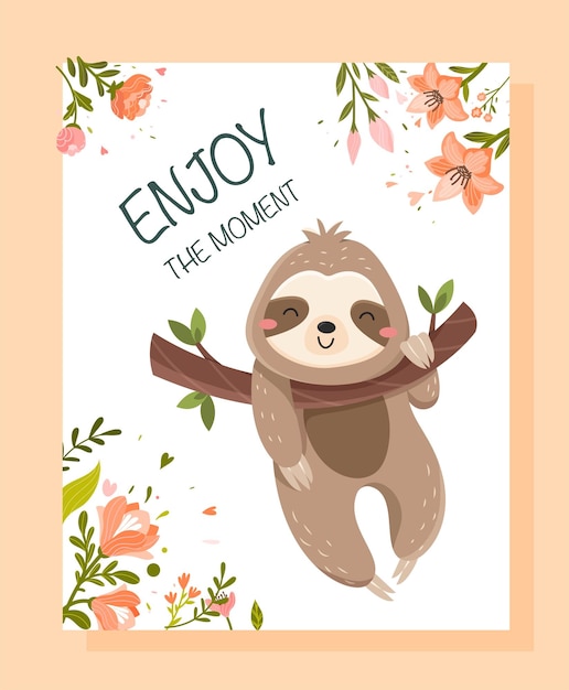 Cute sloth banner