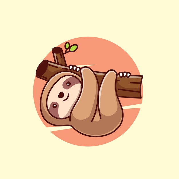 Cute Sloth Cartoon Vector Icon Illustration Animal Healthy Icon Concept Isolated Premium Vector