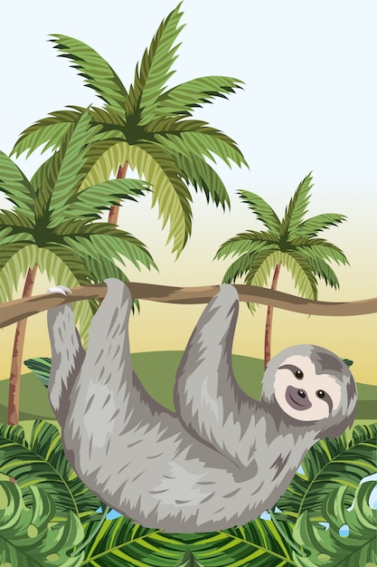 Vector cute sloth cartoon