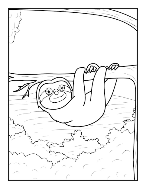 Cute sloth coloring book pages for kids coloring sheet