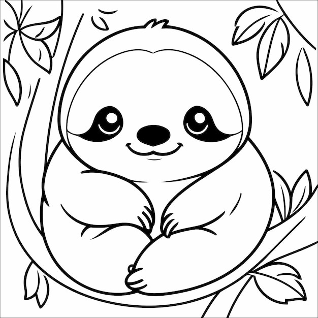 Cute Sloth Coloring Page For Toddlers