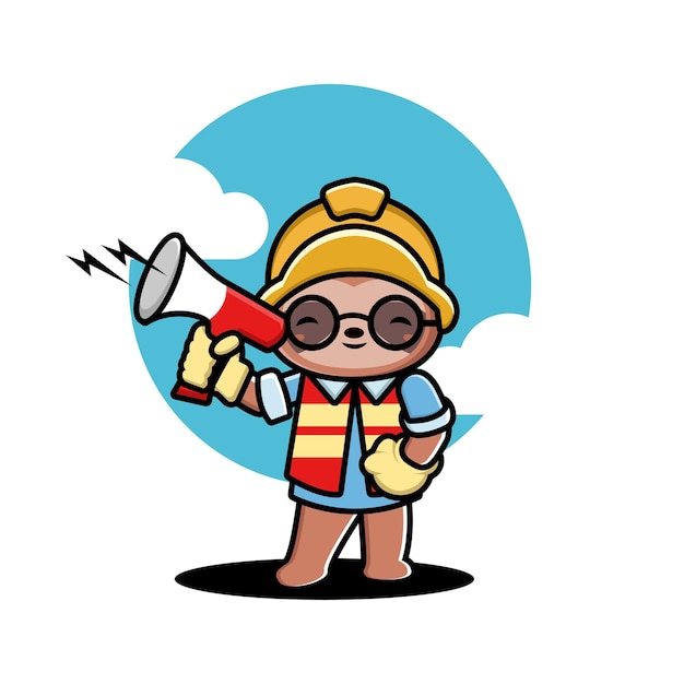 Cute sloth construction worker cartoon