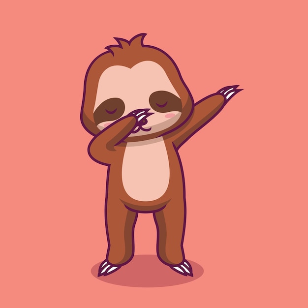 Cute sloth dabbing cartoon illustration