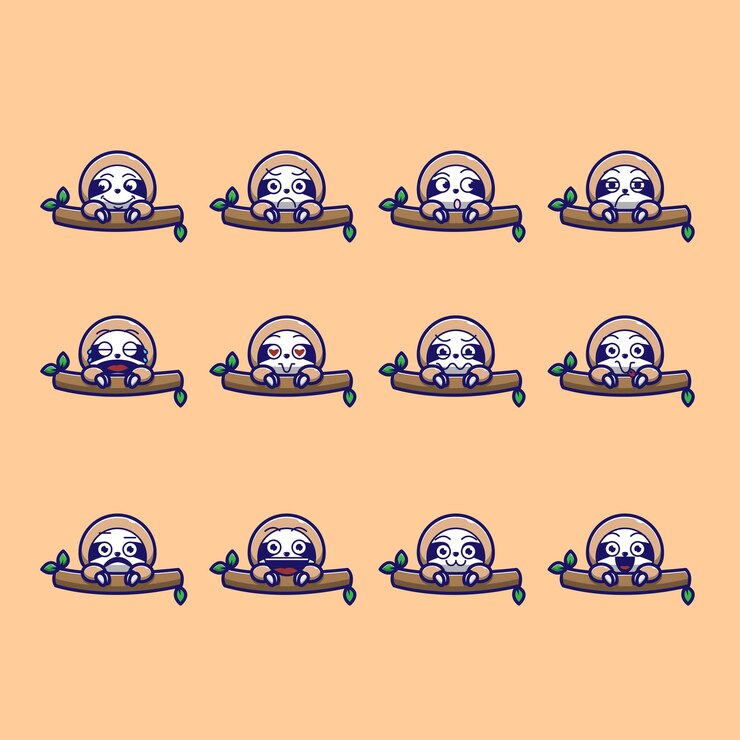 Vector cute sloth emoticon