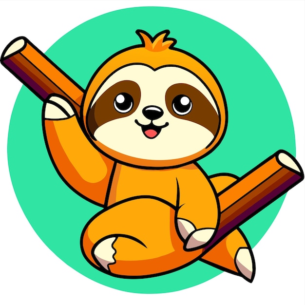 Vector cute sloth hand drawn flat stylish cartoon sticker icon concept isolated illustration