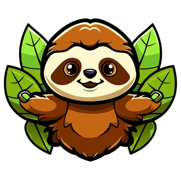 Cute sloth hand drawn flat stylish cartoon sticker icon concept isolated illustration