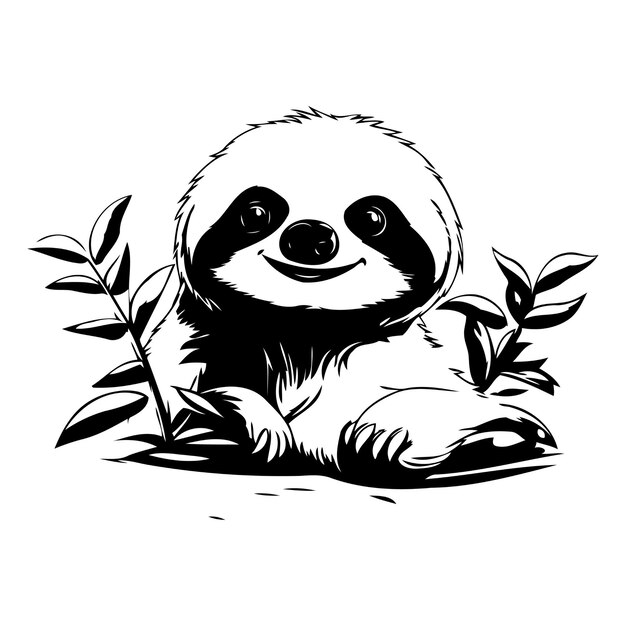 Cute sloth in the jungle Vector illustration for your design