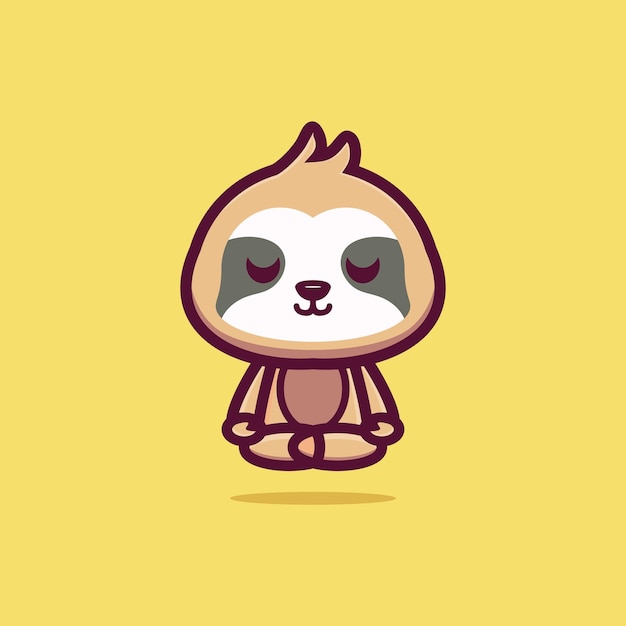 Cute sloth do meditation premium vector