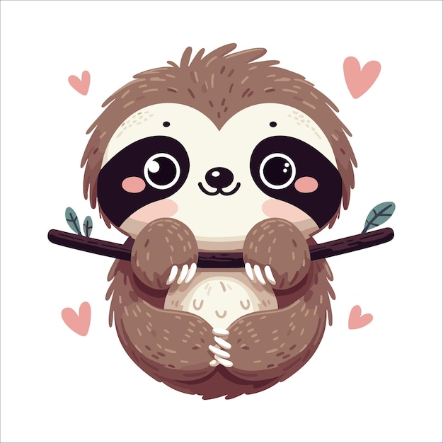 Cute Sloth vector illustration on white background