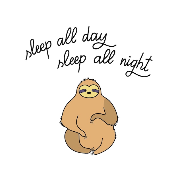 Cute sloth vector. isolated cartoon baby climbing sloths. hand drawn jungle animal poster