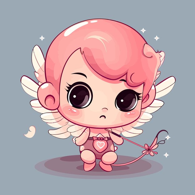 Vector a cute small baby cupid kawaii adorable