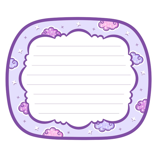 Cute small clouds frame note letter with pastel coloring for writing