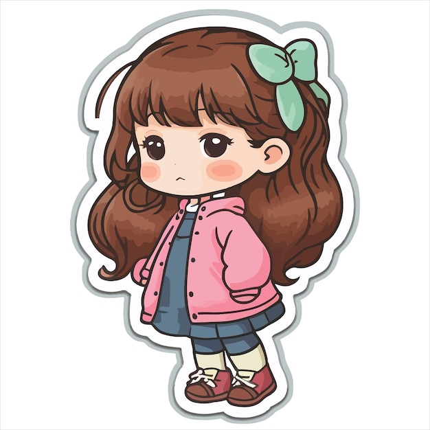 Cute small girl sticker