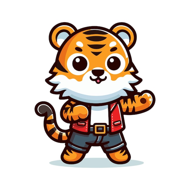 cute smart baby tiger animal vector