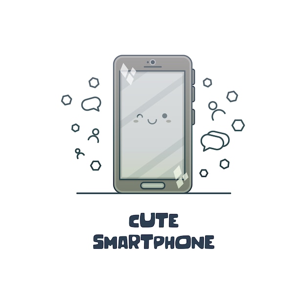 Cute smartphone cartoon character