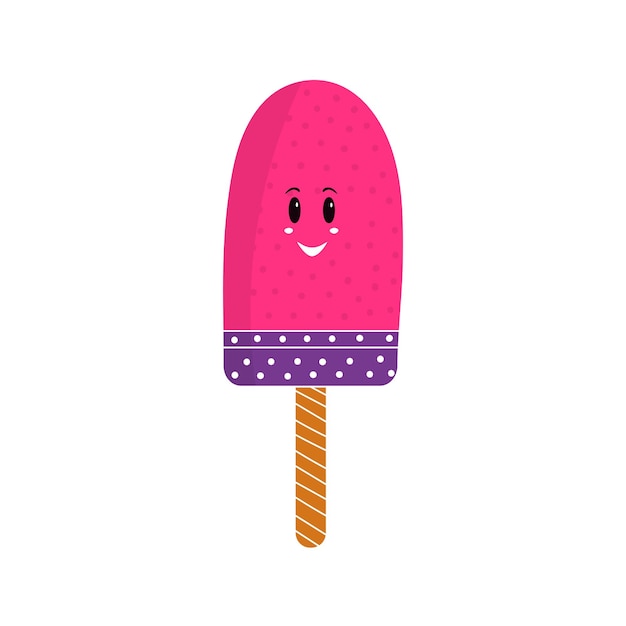 Cute smile face ice pop icona colorata in uno stile piatto