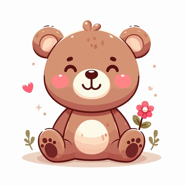 Vector cute smiley teddy bear playing around