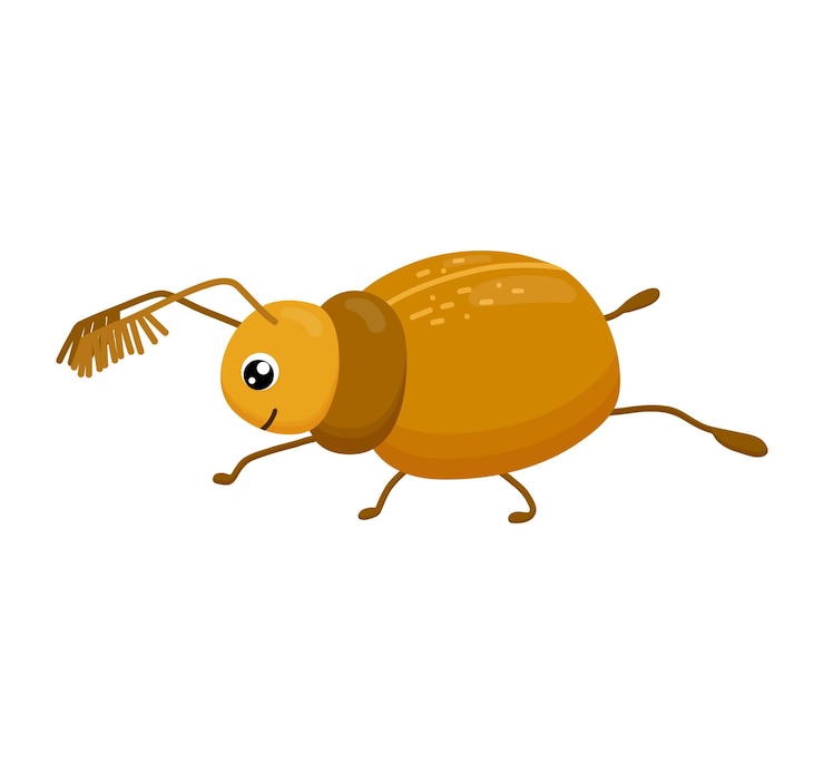 Vector cute smiling beetle isolated on white background funny insect for children flat cartoon vector illustration