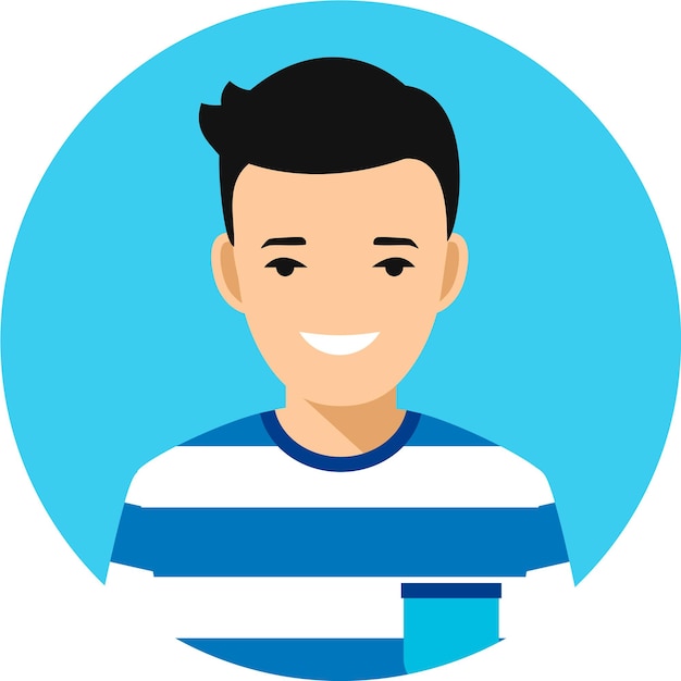 Vector cute smiling boy avatar in flat style vector illustration