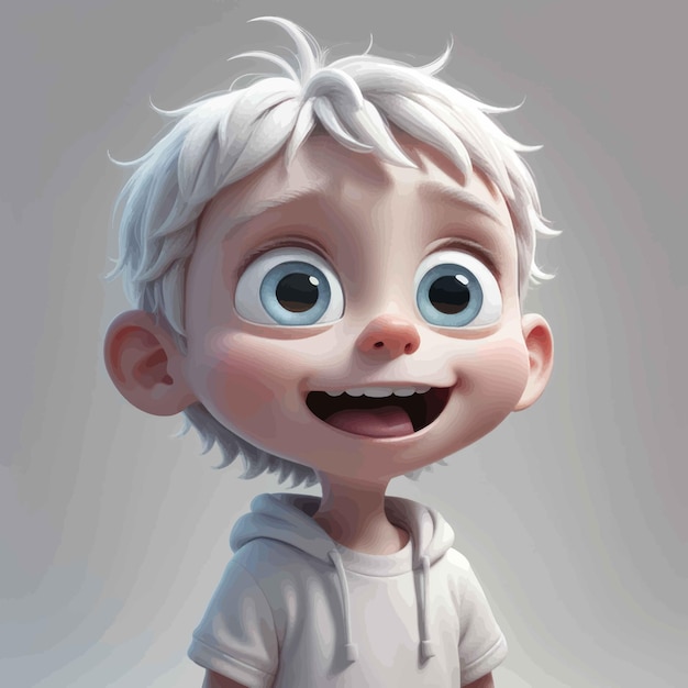 cute smiling boy in white shirt with big eyes 3 d illustration cartoon charactercute smiling boy