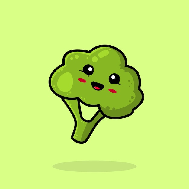 Vector cute smiling broccoli cartoon icon illustration