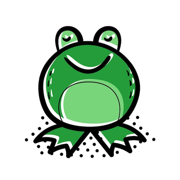 Vector cute and smiling cartoon style green frog vector icon illustration