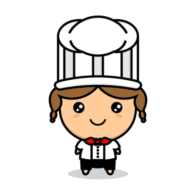 Милый улыбающийся шеф-повар мультипликационный персонаж векторная иллюстрация