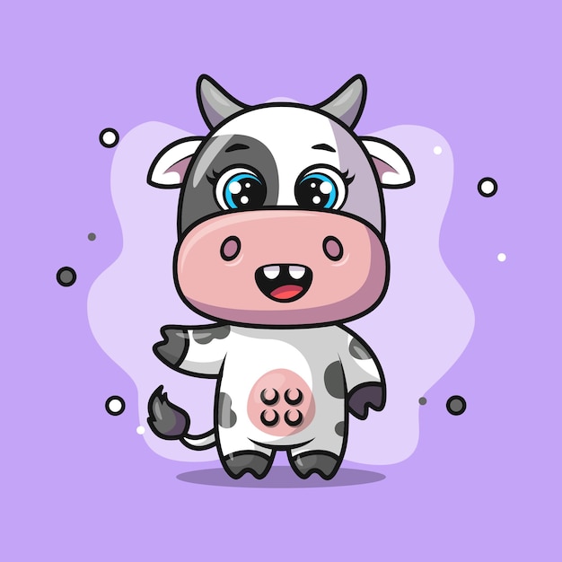 Cute Smiling Dairy Cow Animal Character