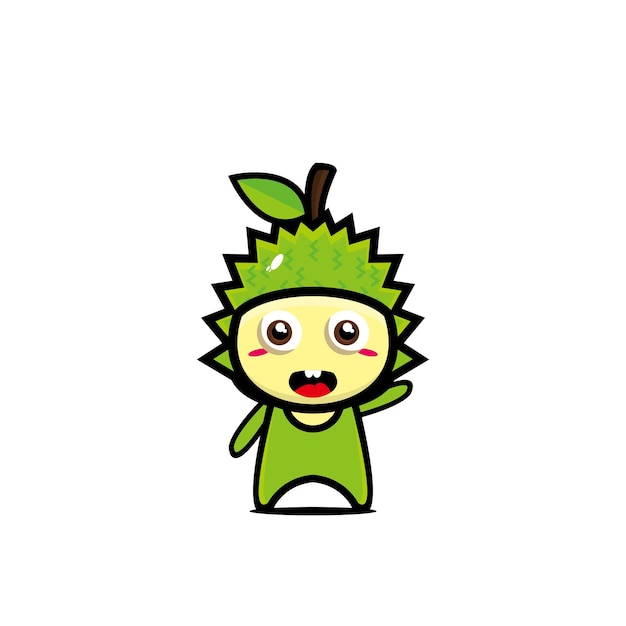 Cute smiling durian character cartoon Vector kawaii flat style cartoon character illustration