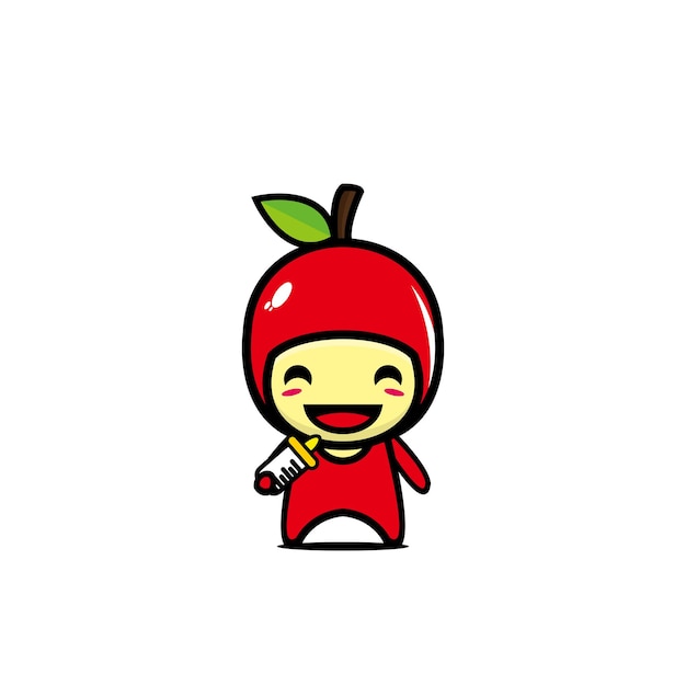 Cute smiling funny apple character Vector flat style cartoon kawaii character illustration design