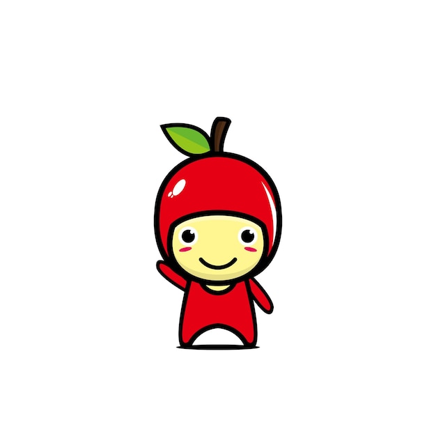 Cute smiling funny apple character vector flat style cartoon kawaii character illustration design