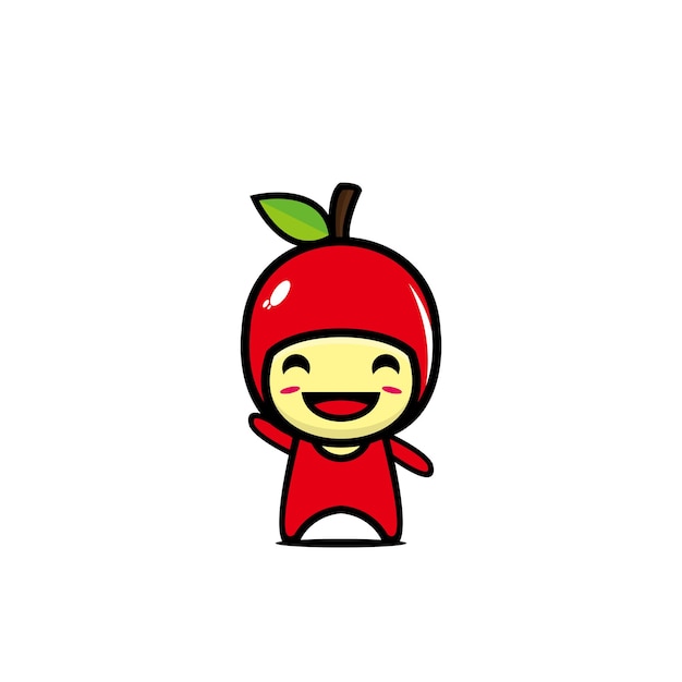 Cute smiling funny apple character Vector flat style cartoon kawaii character illustration design