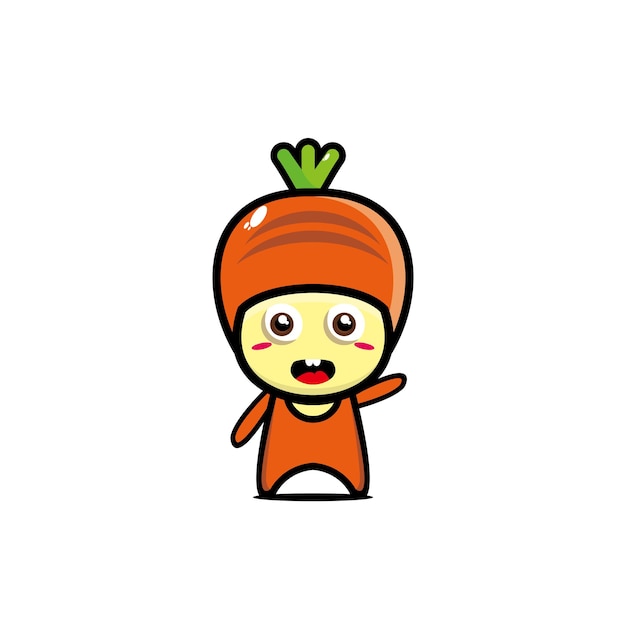 Симпатичный улыбающийся забавный морковный овощной персонаж векторный плоский мультяшный дизайн персонажей каваи