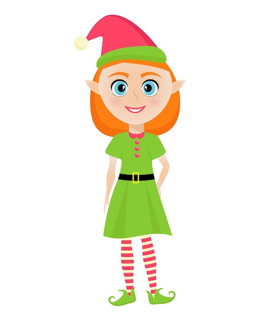 Cute smiling girl Christmas elf.