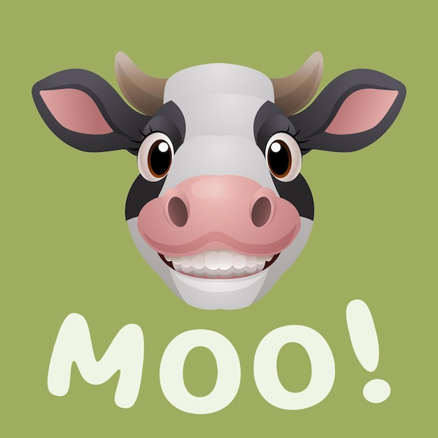 Vector cute smiling head cow cartoon