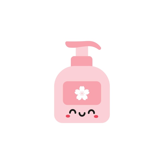 Cute smiling liquid soap cartoon Happy soap container vector illustration