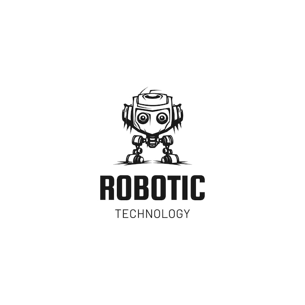 可愛い笑顔のロボットロボットロゴ AIボットヘルパー マスコットキャラクター 漫画シンボル ビジネスアシスタント