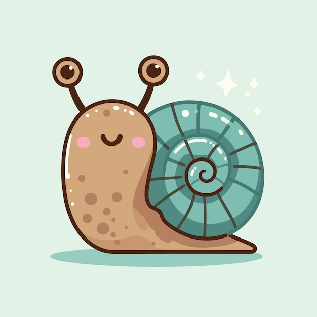 Vector cute smiling snail vector illustration