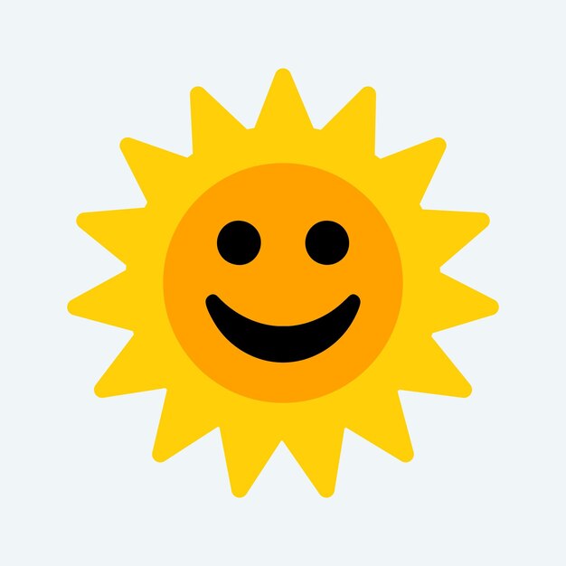 Vector cute smiling sun icon flat design sun element vector