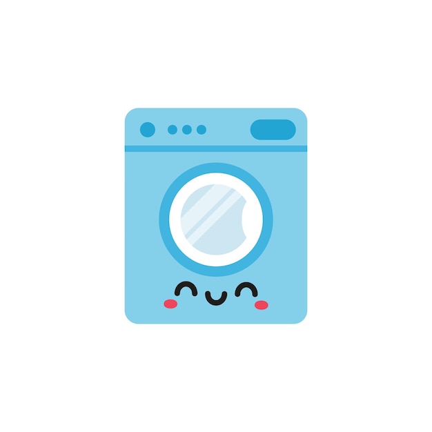 Vector cute smiling washing machine cartoon happy character vector illustration