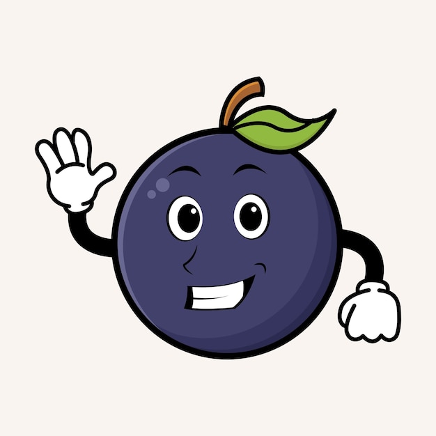 Cute smiling wine mascot character Doodle vintage style fruit illustration concept