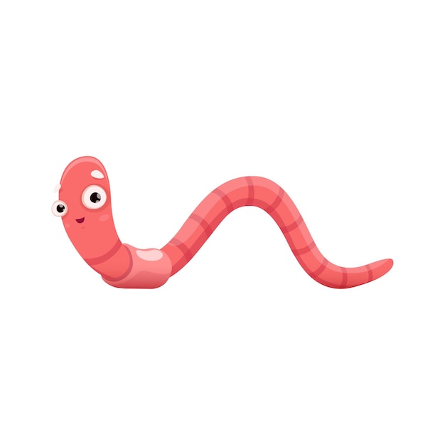 Cute smiling worm cartoon character earthworm