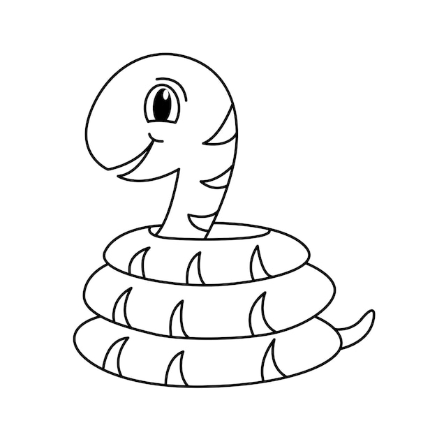 Vector cute snake cartoon coloring page illustration vector for kids coloring book