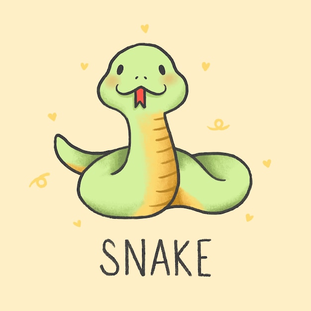 cute snake cartoon hand drawn style