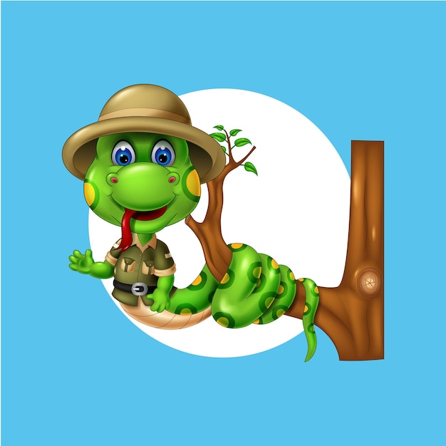 Vector cute snake cartoon posing vector isolated