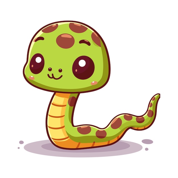 Vector cute snake in cartoon style vector illustration on white background